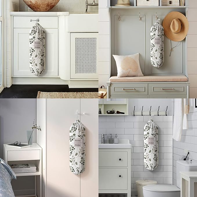 Hglian Grocery Bag Storage Dispenser,Eucalyptus Leaves Plastic Bag Holder,Garbage Shopping Trash bags Carrier Organizer,Farmhouse Sweet Home Kitchen Decor,Gifts for Women Grandma Mom