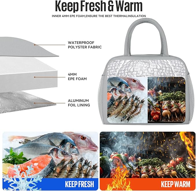 douyadady Lunch Bag Women/Men Lunch Box Women/Men (grey)