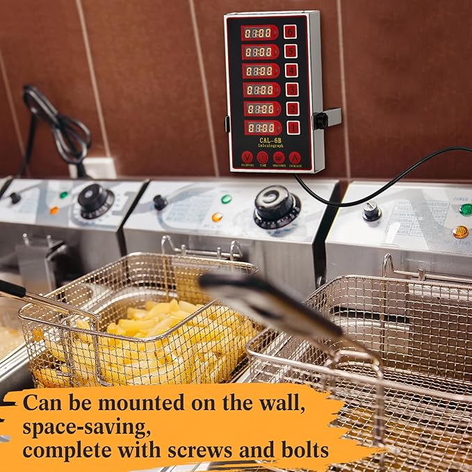 Relaxweex 1 Pack Commercial 6 Channel Digital Kitchen Timer, Multi-Countdown Timer with Loud Alarm & Large LCD Display, Wall Mount or Countertop for Restaurant, Fry Station, Baking & Lab Use