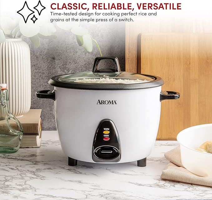 Aroma Housewares 60-Cup (Cooked) (30-Cup UNCOOKED) Commercial Rice Cooker, Stainless Steel Exterior (ARC-1130S) & ARC-360-NGP 20-Cup Pot-Style Rice Cooker & Food Steamer, White