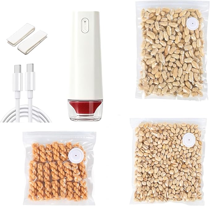 Preserve Compact Vacuum Sealer for Food-Powerful Handheld Vacuum Sealer Machine + 30 Reusable Vacuum Seal Bags-5X Preserving Freshness-Portable Food Sealer (Vacuum Sealer + 30 Bags)