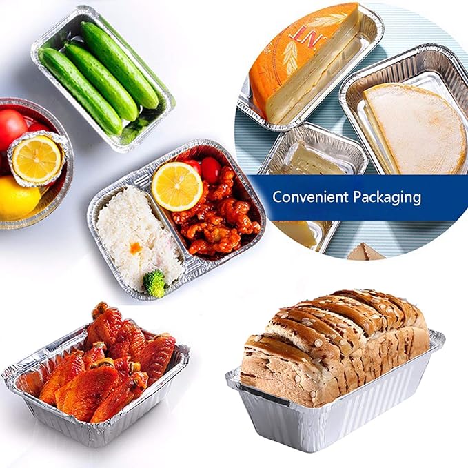 Waytiffer (50 Pack) 1Lb mini Loaf Pans Heavy Duty Disposable Aluminum Foil Bread Tins Standard Size 6" X 3.5" X 2.5" Oven Safe Sturdy Small Bread Tin Pans 1 Pound Loaf Pans