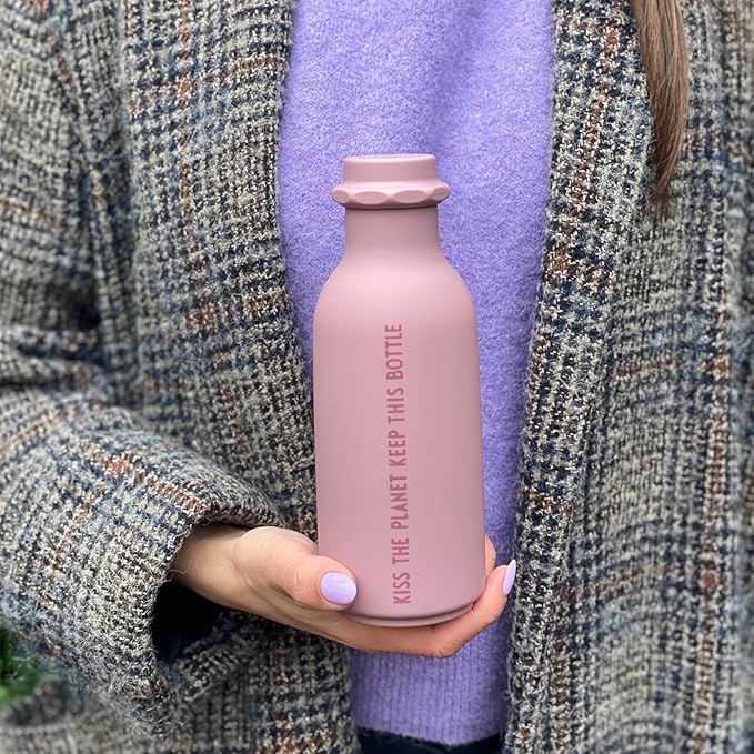 Design Letters To Go Water Bottle 17 Oz | Vintage Drinking Bottle Unbreakable | Milk Container Shape Bottle Leakproof, BPA/BPS Free, Drop Safe | Drinking Jar Bottles for Kid, Adult| Titan Water Bottle