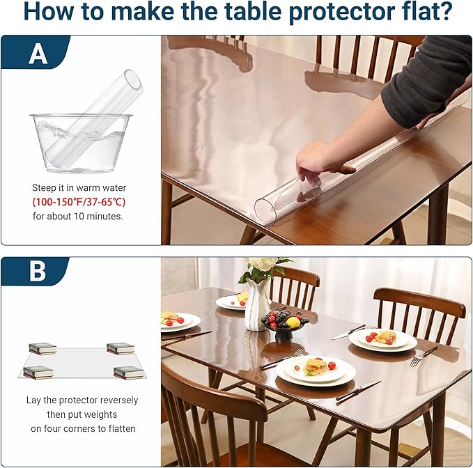 Clear Table Cover Protector Rectangle 16x42 Inch, 1.5mm Transparent Plastic Table Protector Waterproof, Anti-Scratch Clear Desk Mat for Office Desktop Dresser Dining Table, FDA Compliant