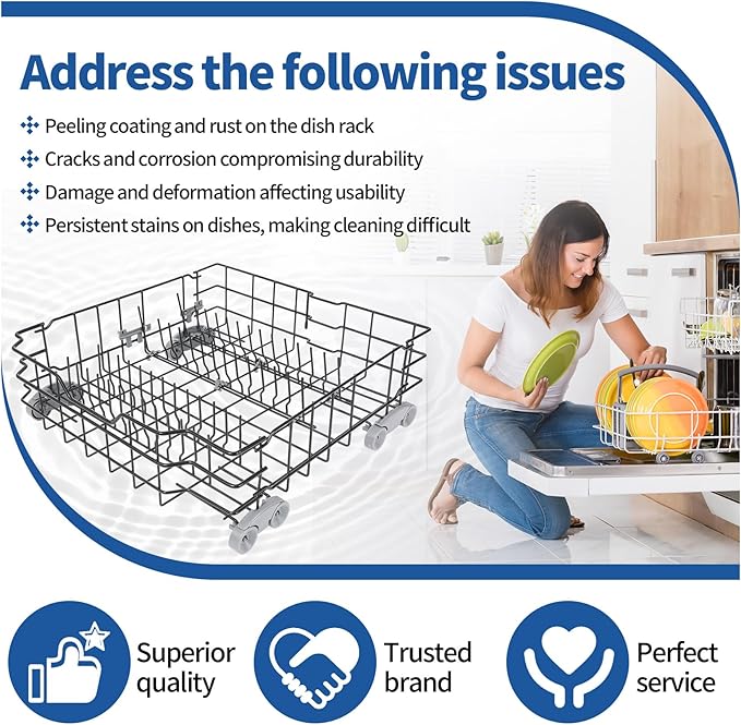WD28X25960 Lower Dishwasher Rack Replacement Compatible with GE Dishwasher PDW7880G00SS GDWT368V55SS Dishwasher rack Assembly Part Numbers WD12X10380 WD28X10071 WD28X10073 WD28X10075 WD28X10078