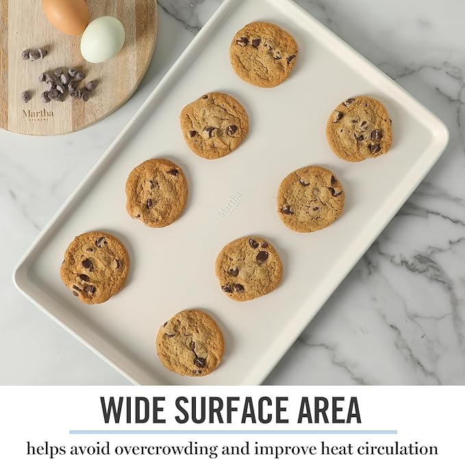 Martha Stewart Gallen 17 x 11 Inch Nonstick Carbon Steel Cookie Sheet – Teal, Durable Bakeware for Even Baking and Easy Cleanup