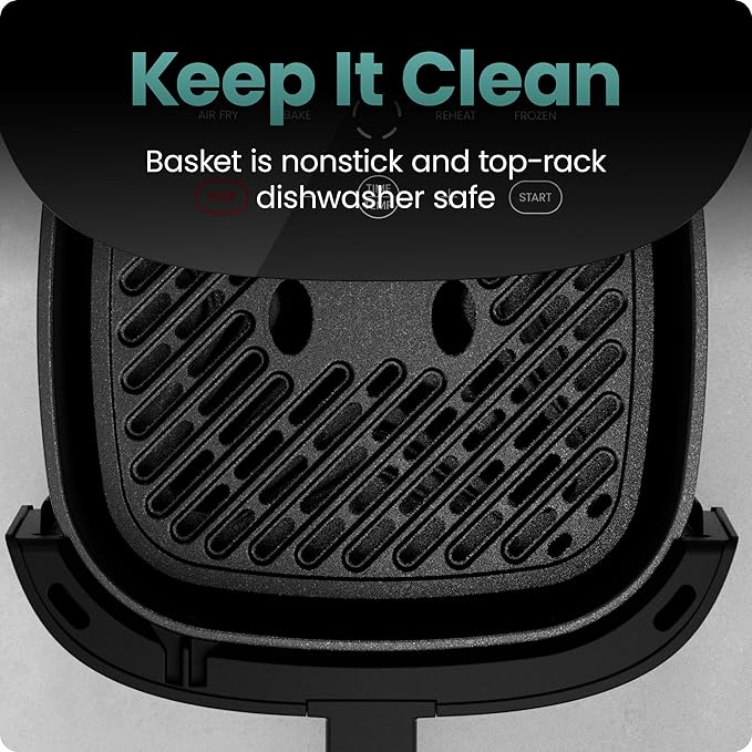 Chefman TurboX 4-in-1 Air Fryer, 5-Quart Airfryer for Extra Crispy Chicken, Fries, Wings, and More, Air Fry, Bake, Reheat, and Frozen Functions, Digital Touch Controls, Dishwasher Safe