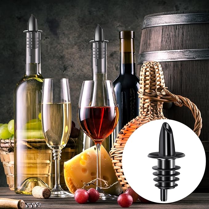 Maxcheck 200 Pcs Pour Spouts for Liquor Bottles, Plastic Pour Spout Bottle Pourers Free Flow Pourers for Alcohol Bars Coffee Shops Pubs Clubs Restaurants Shop Diner (Black)