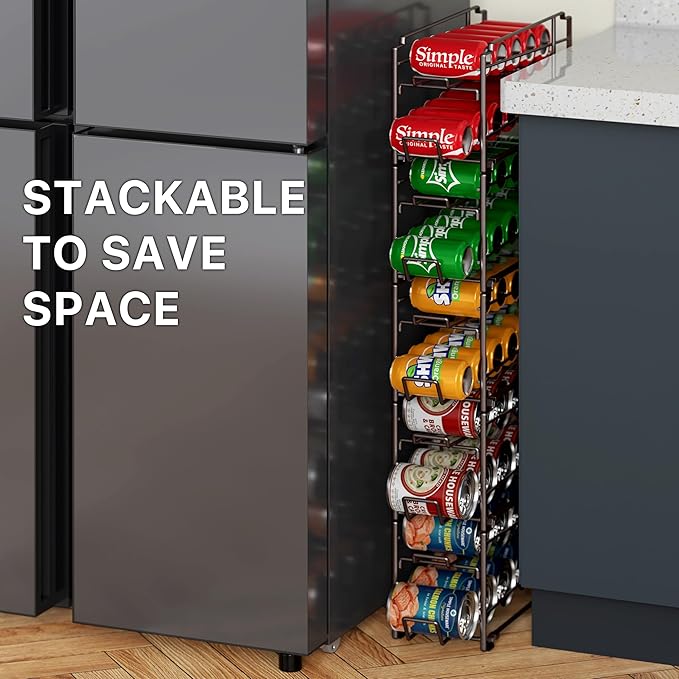 Simple Houseware Stackable Beverage Soda Can Dispenser Organizer Rack, Bronze - 2 Pack