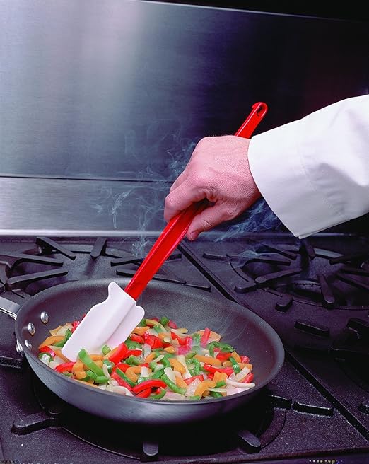 Rubbermaid Commercial Products High Heat Resistant Silicone Heavy Duty Spatula/Food Scraper 16.5-Inch 500 Degrees F Red Handle for Baking/Cooking/Mixing Commercial Dishwasher Safe