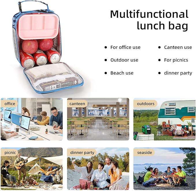 Lovoeo Lunch box Lunch bag for men women Insulated Lunchbox Lunch bags for Work Picnic Travel (Blue camo)