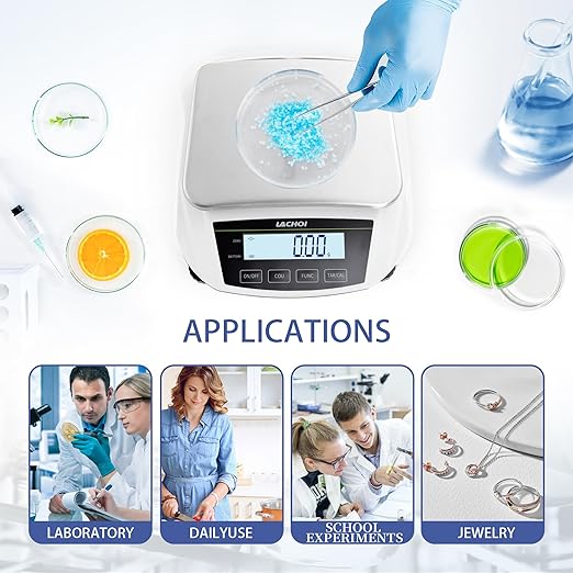 Digital Scale 0.01g 5000g Lab Precision Scale 0.01g Accuracy with LCD Display Laboratory Analytical Balance 19 Unit Conversion Scientific Digital Balance (No Test Weight)