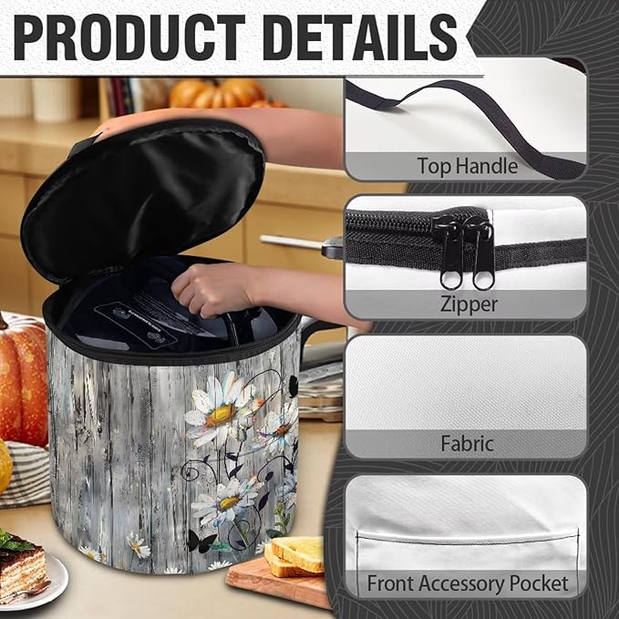 Wood Electric Pressure Cooker Daisy Storage Bag Kitchen Appliance Protective Pressure Cooker Insulation Bag for Women