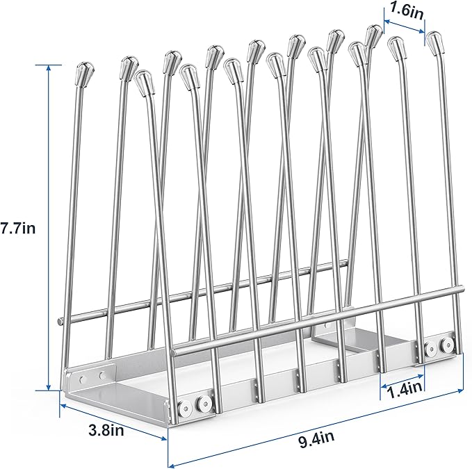 Reusable Bag Drying Rack, Foldable Metal Stand for Reusable Ziplock & Silicone Storage Bags, Rustproof Kitchen Dryer, Silver