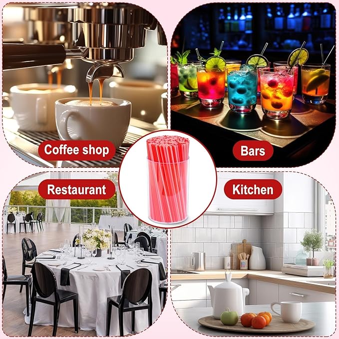 600 Pcs Coffee Stirrers Stir Sticks Set - Acrylic Stir Stick Holder Cocktail Bar Straws Drink Stirrers for Coffee Whiskey Disposable Drinking Straws Party Supplies(Red, Pink, Rose Red)