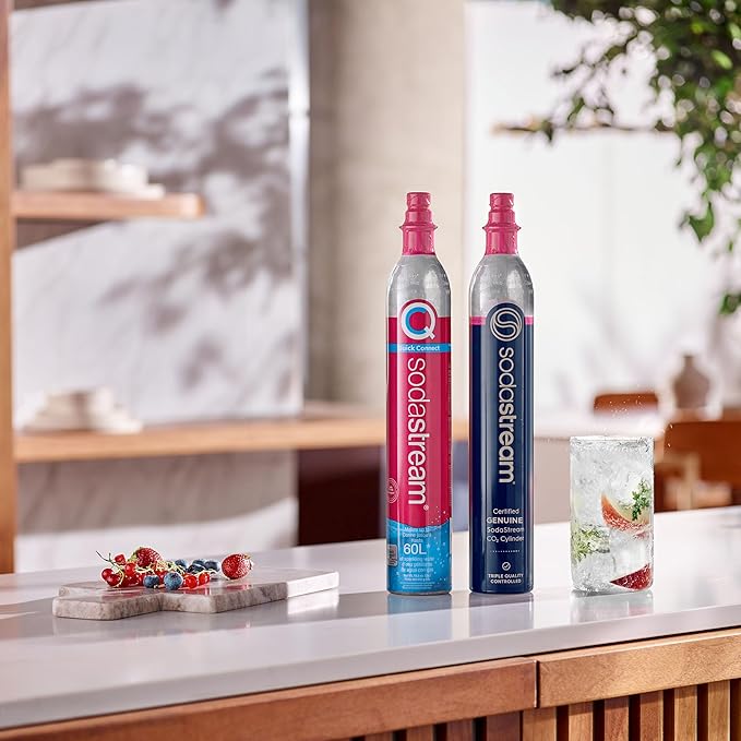 SodaStream CO2 Gas Carbonation Bundle | 3x 60L QuickConnect Cylinders, Pink CQC System - Never run out of CO2 Again - Compatible with Terra, ART, Aqua Fizz, E-Terra, E-DUO, Enso and Gaia