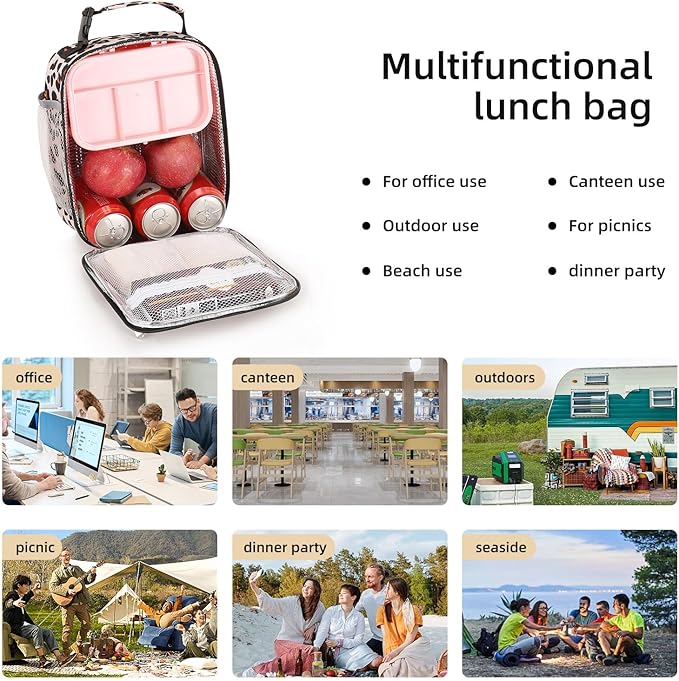 Lovoeo Lunch box Lunch bag for men women Insulated Lunchbox Lunch bags for Work Picnic Travel (Leopard)