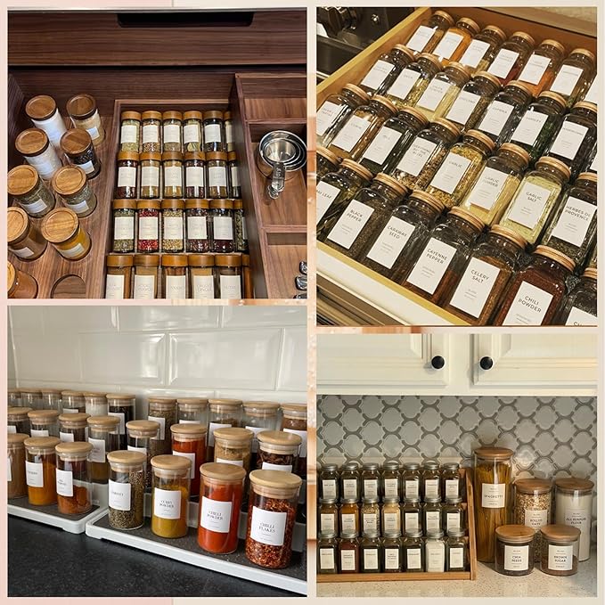 201 Spice Jar Labels - Preprinted Minimalist Waterproof Stickers for Kitchen Jars, Herb & Seasoning Labels for Pantry Organization