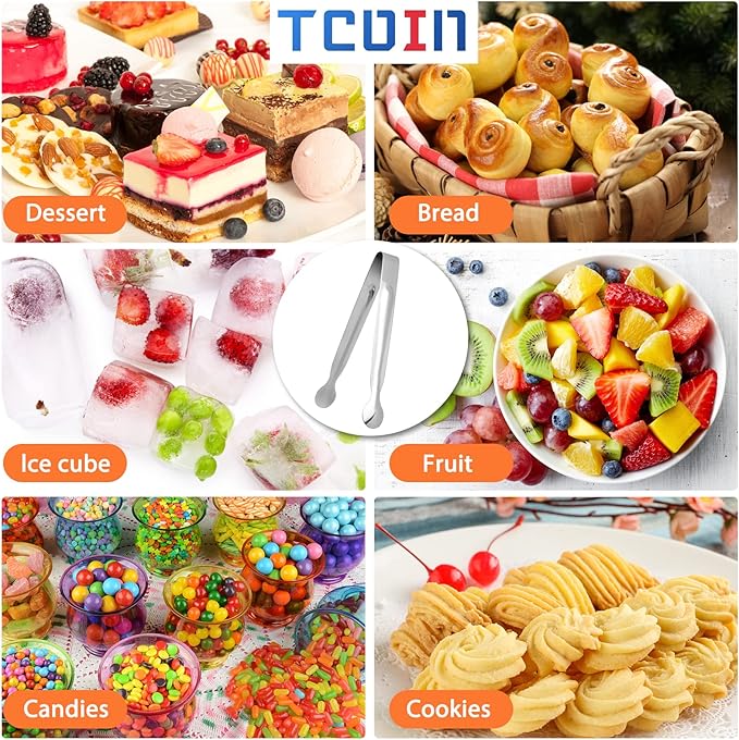 Small Serving Tongs,Ice Tongs,Sugar Tongs,Kitchen Tiny Tongs for Appetizers,12 PCS(6 Inch)