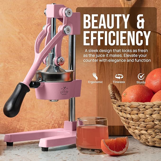 Zulay Kitchen Cast Iron Juicer - Heavy Duty Manual Juicer with Detachable Strainers for Easy Cleaning, Orange Juice Press for Citrus Fruits, Perfect for Bartenders, Juice Lovers & Health Enthusiasts