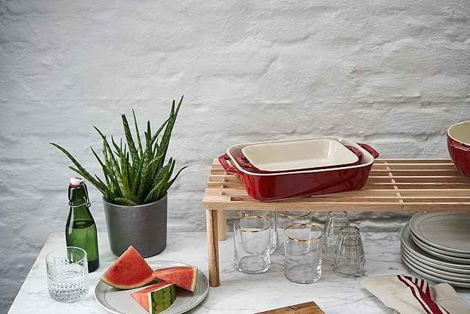 STAUB Ceramic Rectangular Baking Dish Set, 2 pc, Cherry
