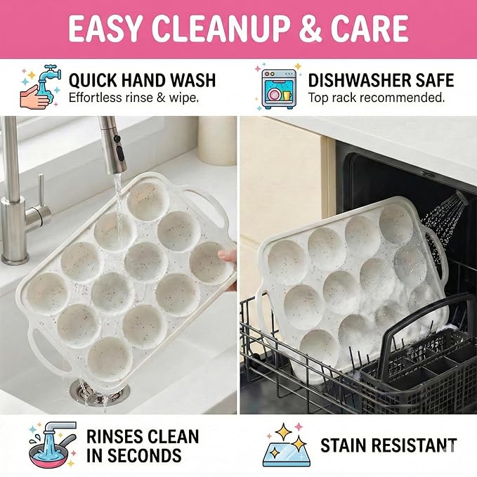 BAKE BOSS 1-Pack - Silicone Muffin Pan for Baking with Metal Reinforced Frame, 12 Cup Regular Size Cupcake Pan, BPA Free -Silicone Muffin Tray, Cupcake Baking Pan Molds for Oven Dishwasher Safe