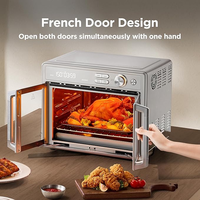 Midea Flexify Pro 10+4 Toaster Oven Air Fryer Combo, Graphene Juicy-Lock Cooking, French Door Countertop Oven, 450°F Flash Air Fry, 26.4 QT Stainless Steel