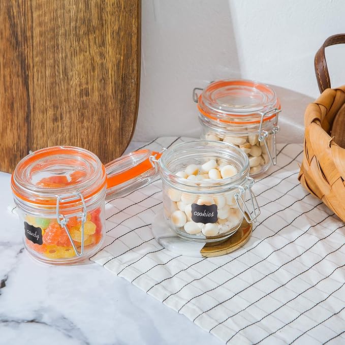 Glass Jars With Airtight Lids, 6 oz Mason Jars,Glass Jar With Leak Proof Rubber Gasket 200ml,Storage Jar With Hinged Lid for Home and Kitchen,GlassStorage Containers With Lids 12 Pack