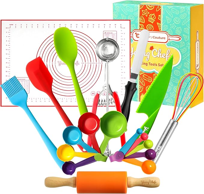 Young Chefs Kids Cooking Sets Real - 19 Pieces Real Baking Set - Easter Gifts for Kids 8-12 Years Cooking and Baking Set for Kids– Giftable Sets for Girls and Boys