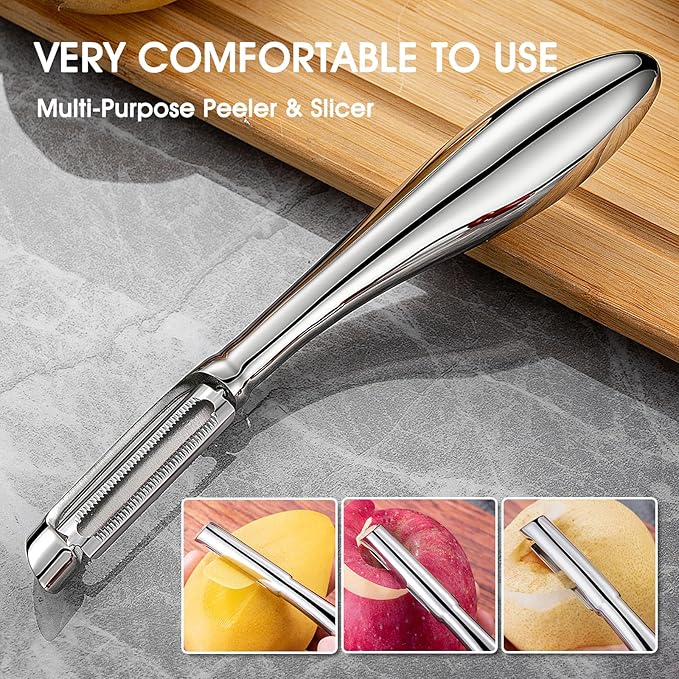 Vegetable Peeler for Kitchen Ultra Sharp Potato Peeler, 10-Year No-Rust Fruit & Veggie Peeler, Potato Peeler Hand, Premium Stainless Steel I-Peeler for Apple Carrot Cucumber