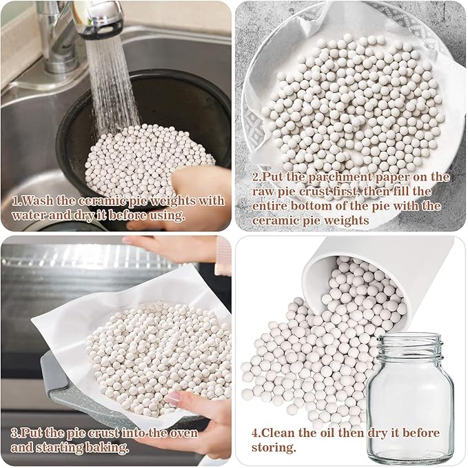 Sukh 0.94LB Pie Weights for Baking - Ceramic Pie Crust Weights Beans Reusable,Natural Ceramic Stoneware for Blind Baking Items,Homemade Kitchen Must Have,Round Household Steam Oven Stone