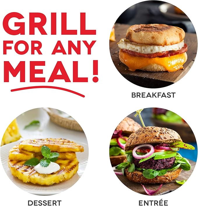 Dash Mini Maker Grill - Compact & Indoor Electric Grill - Efficient & User-Friendly Device with Nonstick Surface - Quick Heat-Up System - Easy-to-Clean & Store - Red