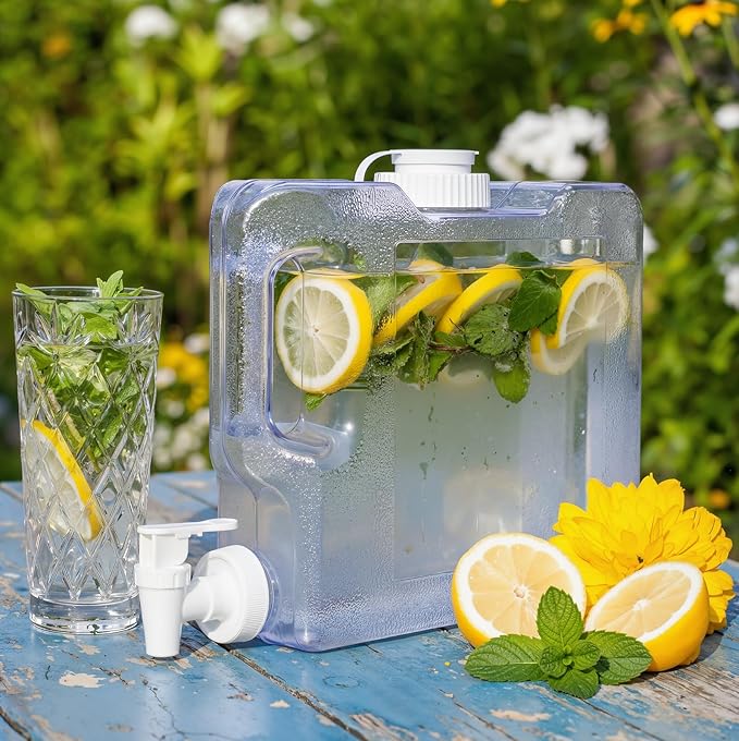 Funnymoom 6 Pcs Drink Dispenser for Fridge Refrigerator Plastic Reusable Water Dispensers Bottle with Spigot Bpa Free for Party Outdoors Home Office Activities(blue, 0.8 Gallon)