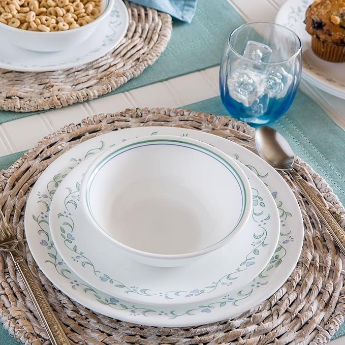 Corelle Dinnerware Set (Set of 4 Bowls, Country Cottage) Set for 4 | Includes 4 x Cereal/Soup Bowls