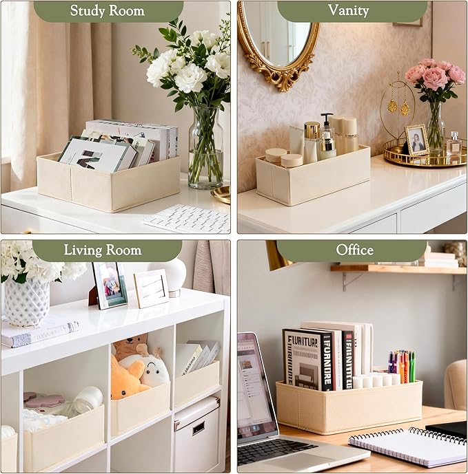 Criusia Drawer Organizer 18-Piece Set, Dresser Organizer for Baby Clothes, Foldable Closet Storage & Drawer Dividers for Underwear, Socks, Nursery (Beige)