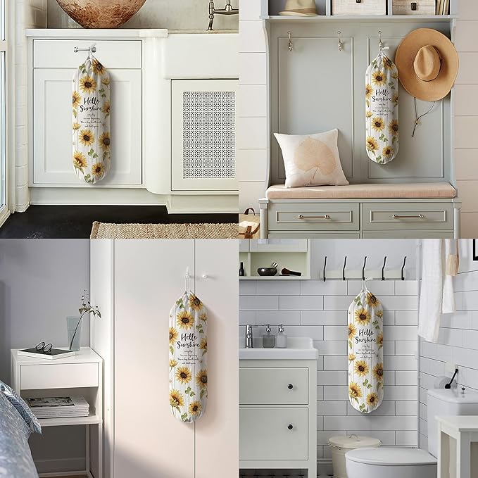 Hglian Sunflower Grocery Bag Holder,Cute Flower Plastic Bag Holder Organizer Storage for Kitchen