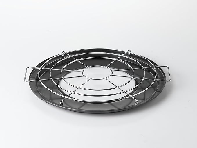 Nifty Pizza and Pie Baking Rack – Built-In Drip Pan, Multipurpose, Non-Stick Chrome Finish, Dishwasher Safe, Heavy-Duty Design, Bake Pies Evenly Every Time