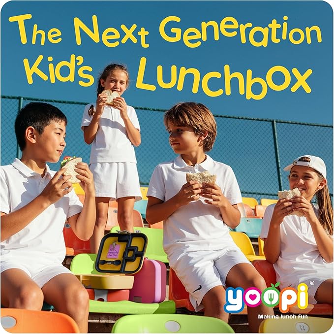 YOOPI Lunch Boxes for Kids–Toddler Bento Box with 4 Leakproof Compartment Food Bentobox Container,Lunch Box for School with Lunchbox Containers, Lightweight Sandwich Box & Snack Box (Yellow)