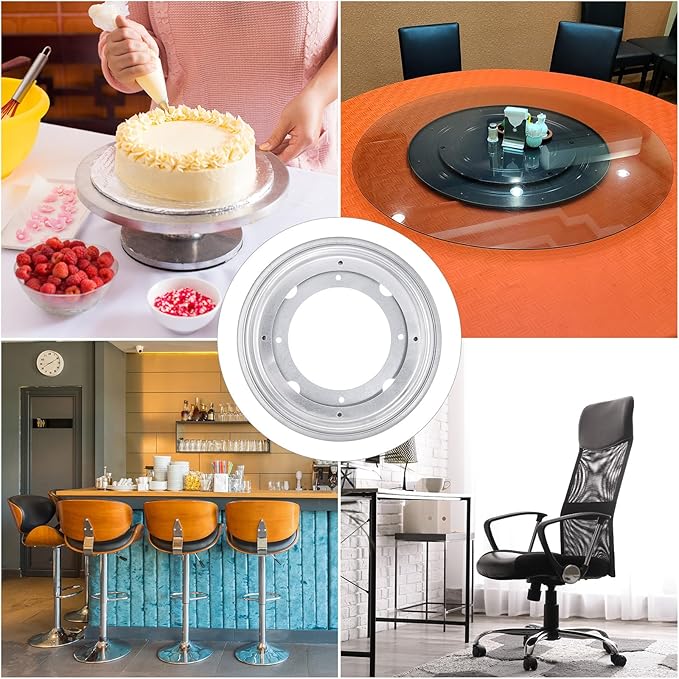 uxcell Lazy Susan Hardware, 2Pcs 8 Inch - Iron Round Ball Bearing Rotating Swivel Plate, Lazy Susan Turntable for DVD Tower, Bookshelf (Silver)