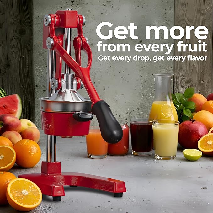 Zulay Kitchen Cast Iron Juicer - Heavy Duty Manual Juicer with Detachable Strainers for Easy Cleaning, Orange Juice Press for Citrus Fruits, Perfect for Bartenders, Juice Lovers & Health Enthusiasts