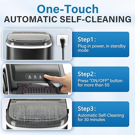 Simple Deluxe Ice Maker for Countertop, Self-Cleaning, Portable Ice Machine with Scoop and Basket, 26lbs Ice/24Hrs, 6 Mins 9 Bullet Ice, 13.7lbs, for Home Kitchen Office, Black