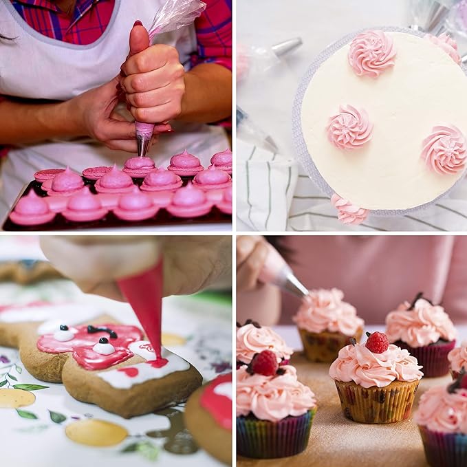 Riccle Disposable Piping Bags 16 Inch - 100 Textured Anti Burst Pastry Bags - Icing Piping Bags for Frosting - Ideal for Cakes and Cookies Decoration