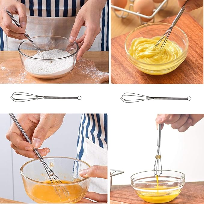 6 Pcs Small Wire Whisks 7 Inches Mini Stainless Steel Whisks for Cooking Kitchen