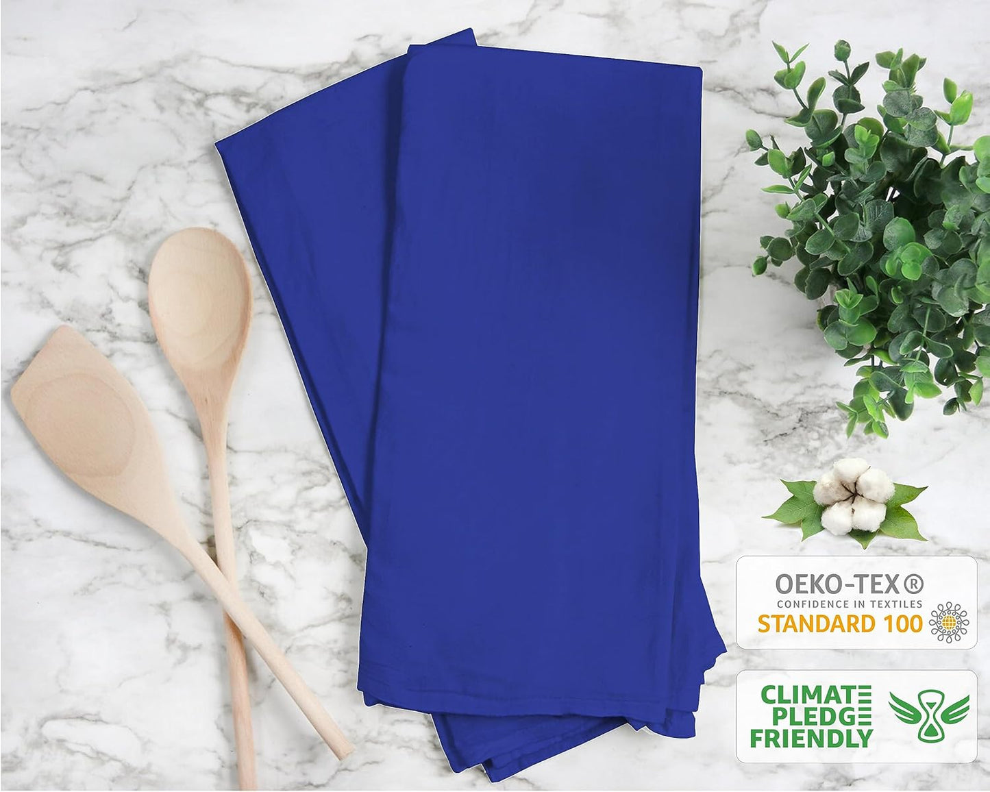 RUVANTI Flour Sack Towels 12 Pack 28 x 28 Inches, Ring Spun 100% Cotton Dish Towel, Machine Washable, Absorbent - Flour Sack Kitchen Towels for Drying and Cleaning -Navy