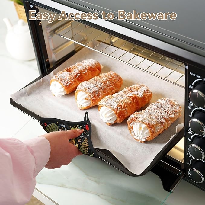 Mushroom Oven Mitts and Pot Holders Set Silicone Kitchen Gloves Potholders Heat Resistant for Chef Baking Cooking Grilling BBQ (Set of 4)