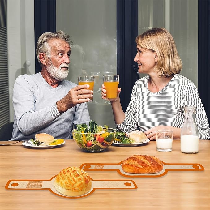 PLAPITATE Silicone Bread Sling Dutch Oven Liner, Non-Stick & Easy Clean Reusable Oval and Round Silicone Bread Baking Mat with Long Handles, Easy to Transfer Sourdough Bread - 2 Orange Set