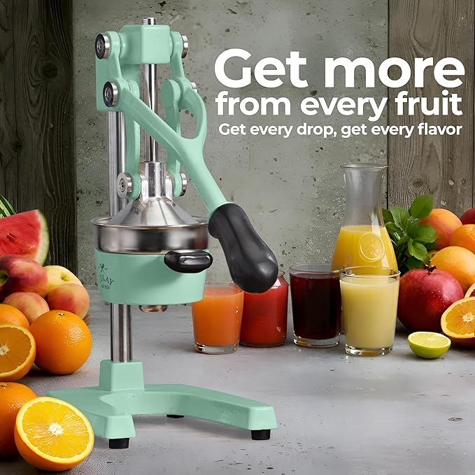 Zulay Kitchen Cast Iron Juicer - Heavy Duty Manual Juicer with Detachable Strainers for Easy Cleaning, Orange Juice Press for Citrus Fruits, Perfect for Bartenders, Juice Lovers & Health Enthusiasts
