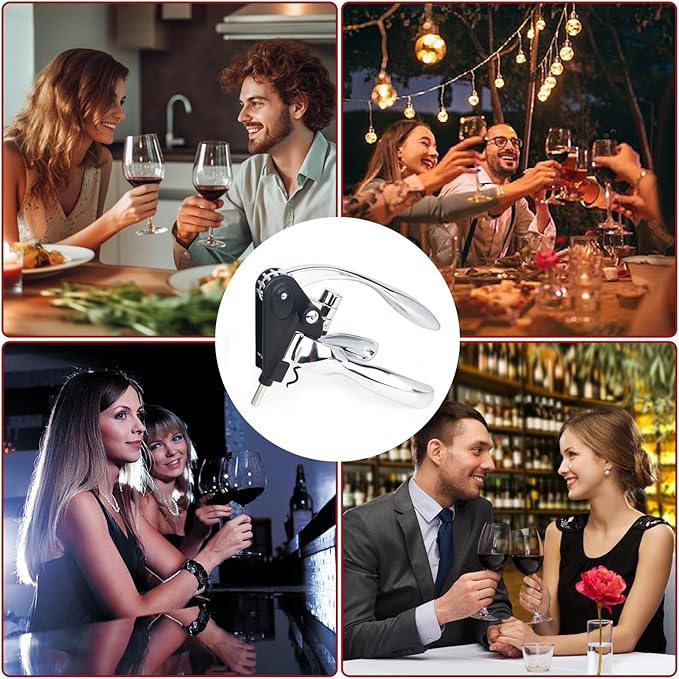 Rabbit Wine Opener Set with Luxury Gift Box, 5-Piece Gift Kit Includes Corkscrew, Foil Cutter, Bottle Stopper, Wine Pourer, Easy Cork Removal, Perfect for Wine Lovers (Moonlight Silver)