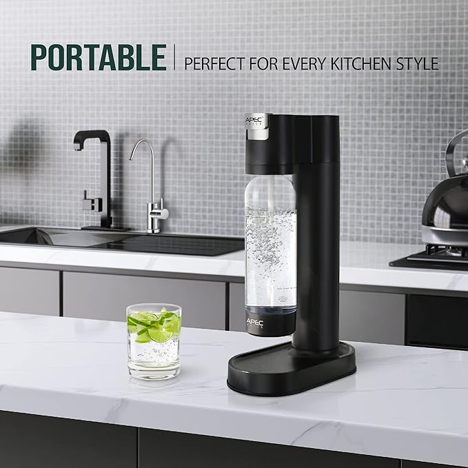 APEC WATER Sparkle Home Soda Maker - Quickly Carbonates Water to Make Any Drink Fizz Into Bubbly Soda/Water, Premium 0.8L PET Bottle (CO2 Cylinder NOT Included)