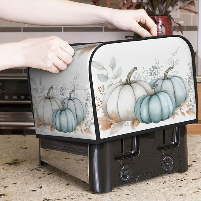Toaster Cover 4 Slice Pastel Pumpkin Thanksgiving Leaf Kitchen Small Appliance Covers with Pockets Dust and Fingerprint Protection